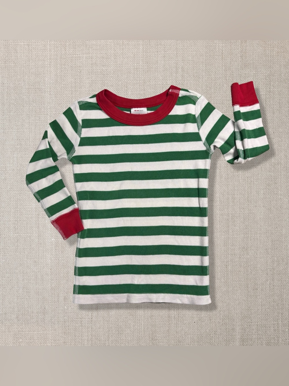 Hanna Andersson Christmas Holiday Green White Stripe Pajama Top 85cm 2T